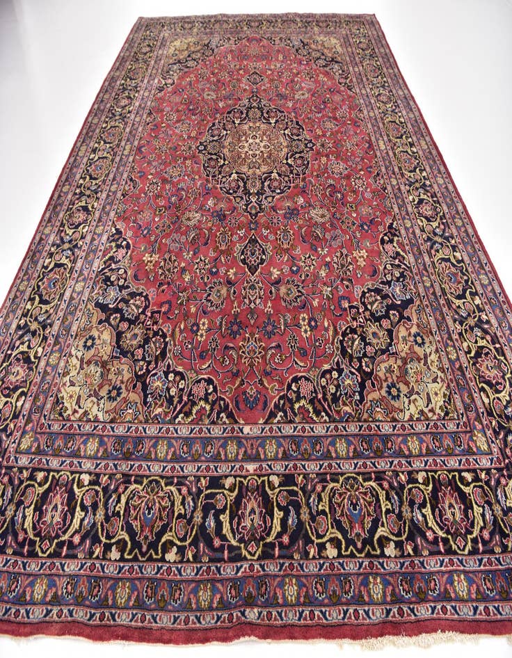 Detail image of  9' 9 x 13'  Hand Knotted Mashad Persian Wool Rug