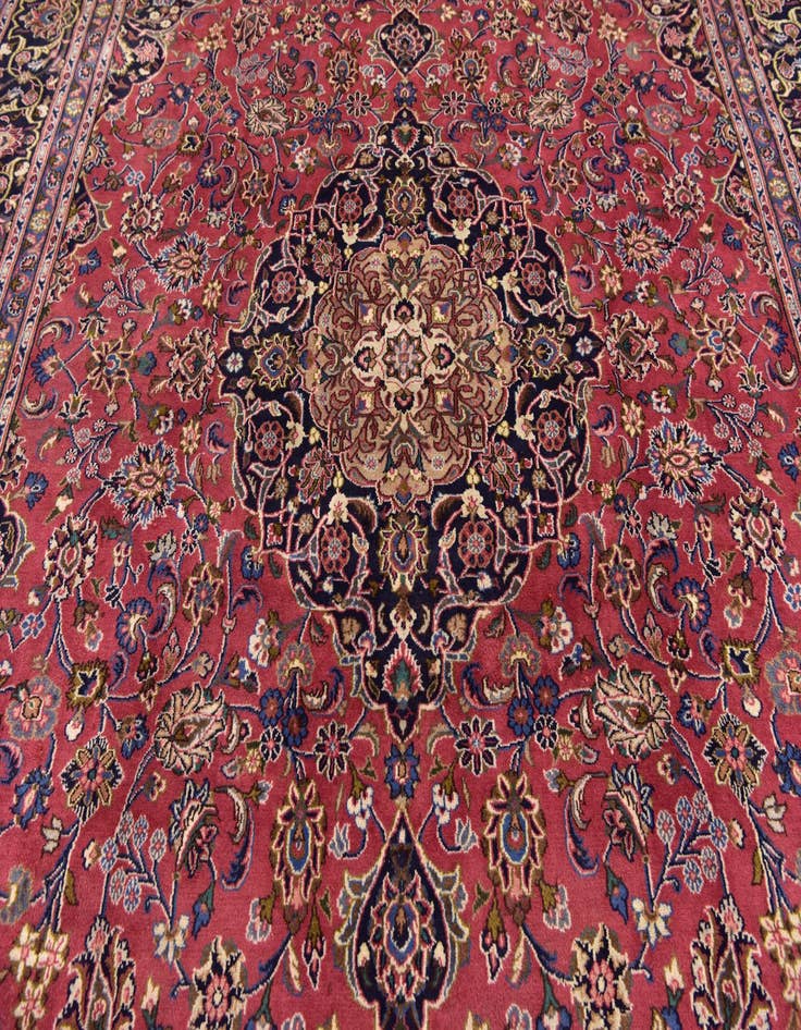 Detail image of  9' 9 x 13'  Hand Knotted Mashad Persian Wool Rug