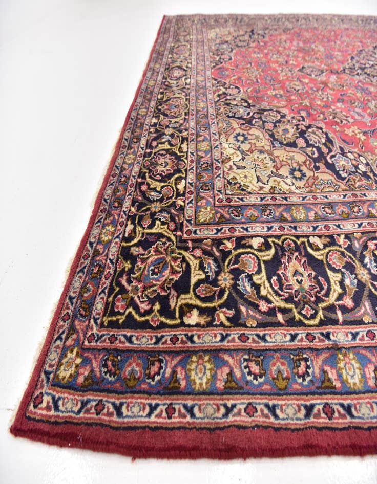 Detail image of  9' 9 x 13'  Hand Knotted Mashad Persian Wool Rug