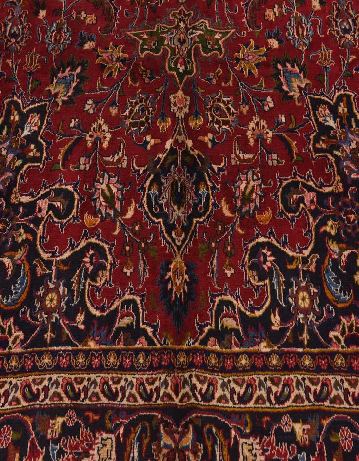 Detail image of  9' 6 x 12' 7  Hand Knotted Mashad Persian Wool Rug