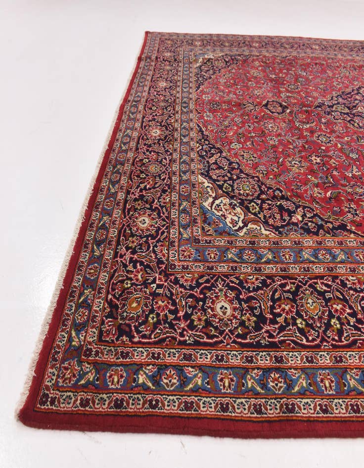 Detail image of  9' 8 x 12' 8  Hand Knotted Mashad Persian Wool Rug