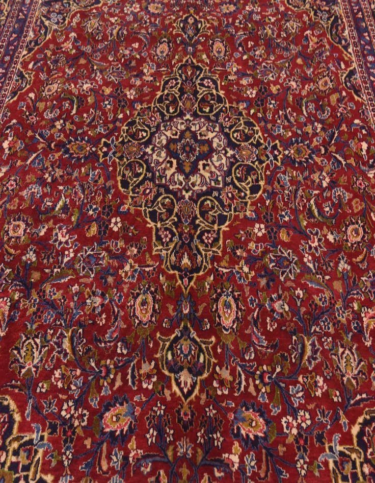 Detail image of  9' 6 x 12' 5  Hand Knotted Mashad Persian Wool Rug