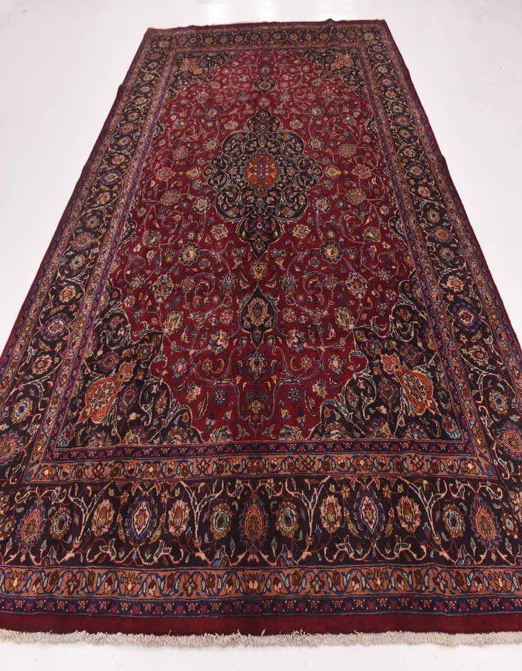 Detail image of  9' 7 x 12' 10  Hand Knotted Mashad Persian Wool Rug