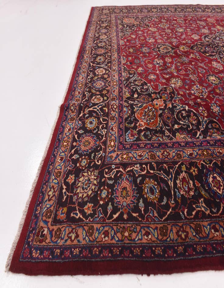Detail image of  9' 7 x 12' 10  Hand Knotted Mashad Persian Wool Rug