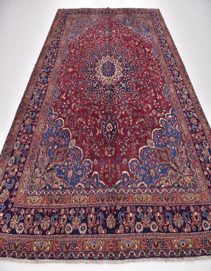 Detail image of  9' 9 x 12' 7  Hand Knotted Mashad Persian Wool Rug