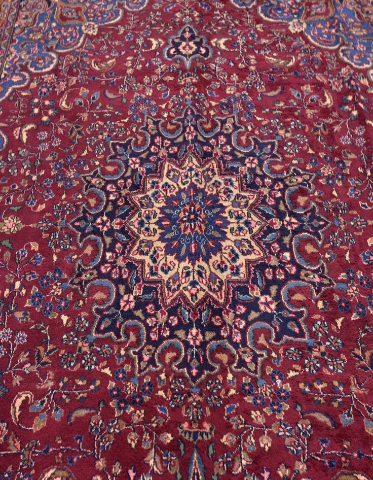 Detail image of  9' 9 x 12' 7  Hand Knotted Mashad Persian Wool Rug