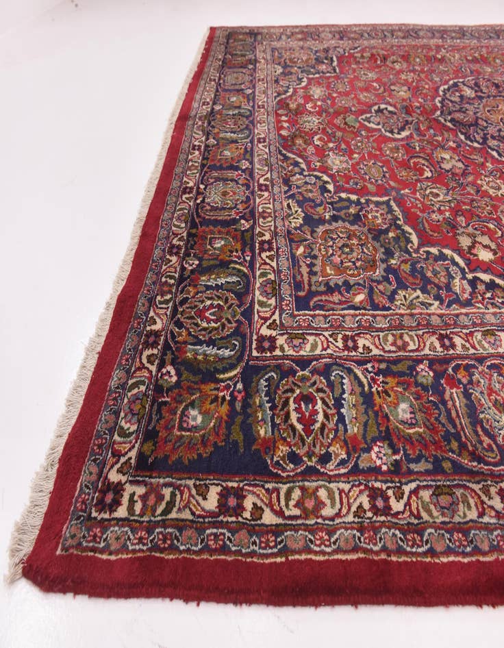 Detail image of  10' x 13' 2  Hand Knotted Mashad Persian Wool Rug