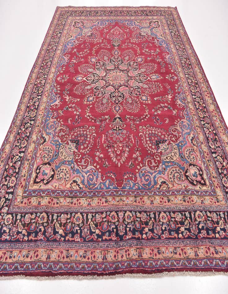 Detail image of  9' 6 x 12' 6  Hand Knotted Mashad Persian Wool Rug