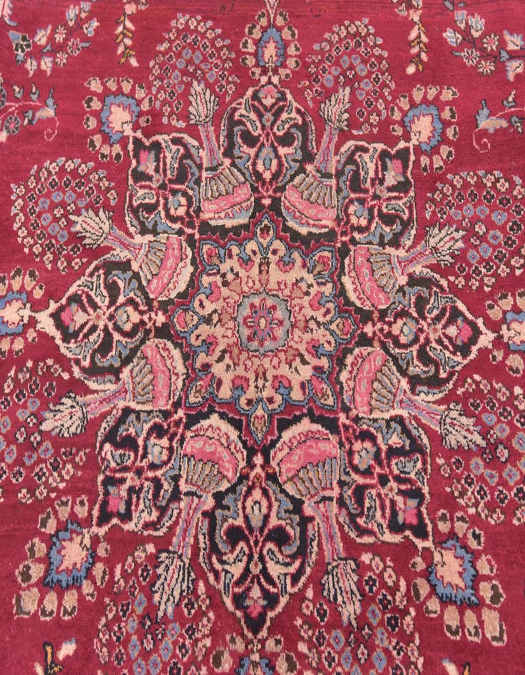 Detail image of  9' 6 x 12' 6  Hand Knotted Mashad Persian Wool Rug
