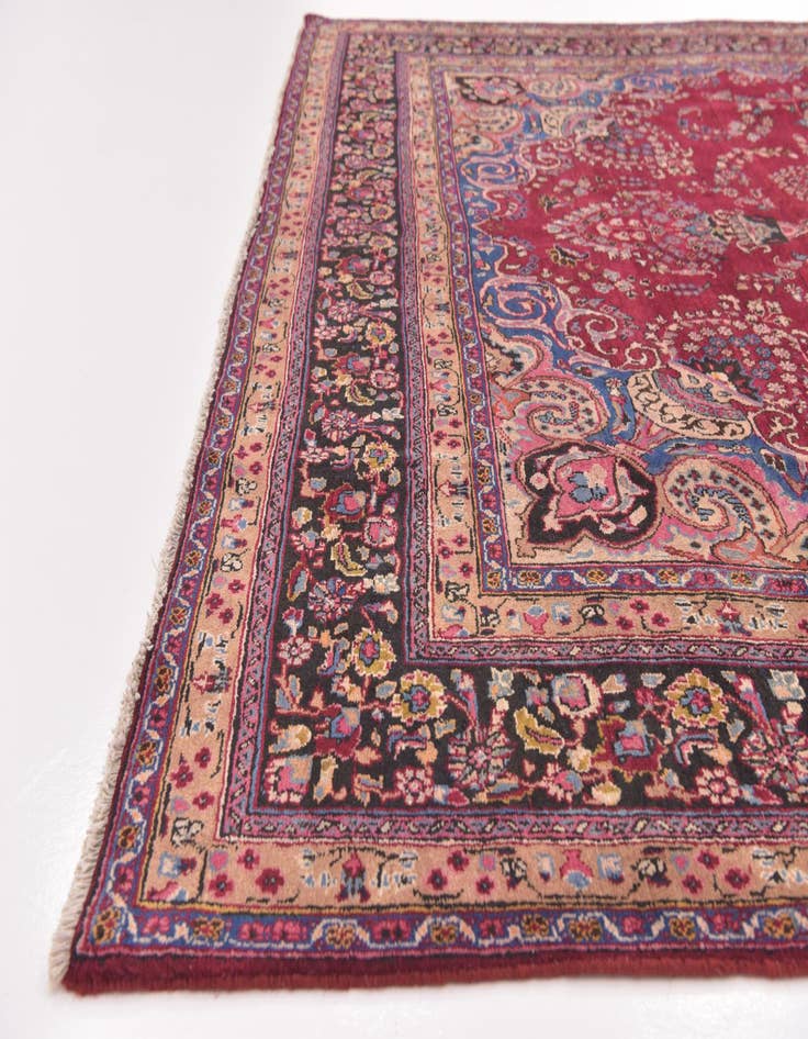 Detail image of  9' 6 x 12' 6  Hand Knotted Mashad Persian Wool Rug