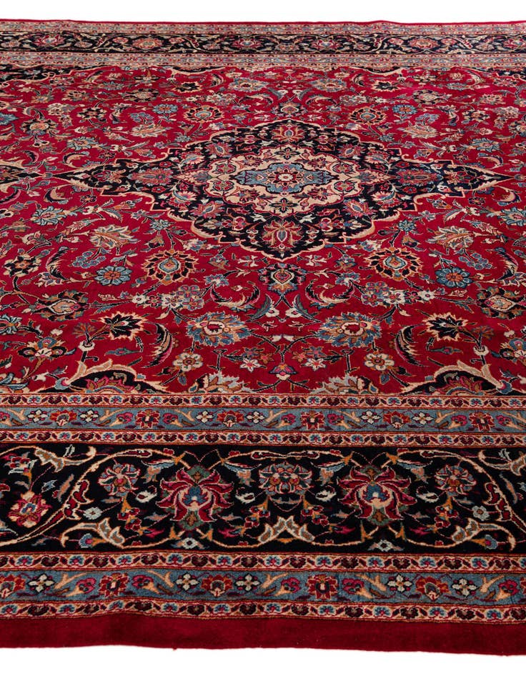 Detail image of  9' 8 x 12' 6  Hand Knotted Mashad Persian Wool Rug