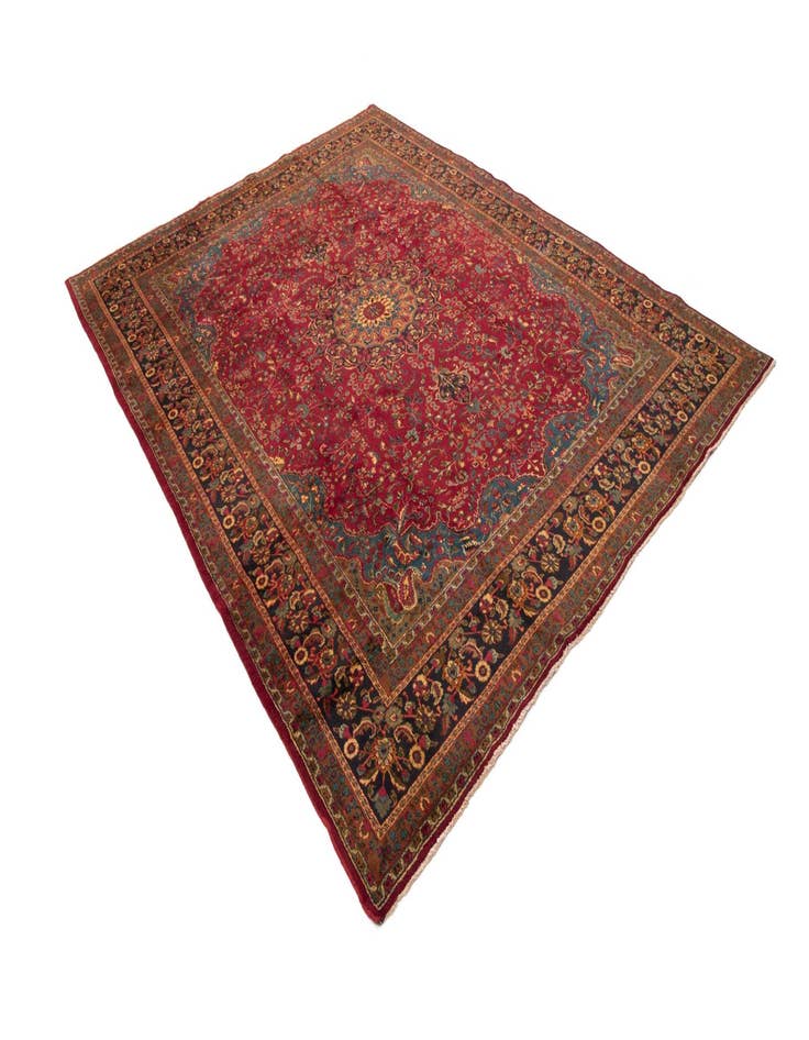 Detail image of  9' 8 x 12' 8  Hand Knotted Mashad Persian Wool Rug