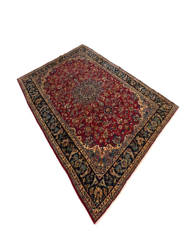 Detail image of  7' 11 x 11' 6  Hand Knotted Mashad Persian Wool Rug