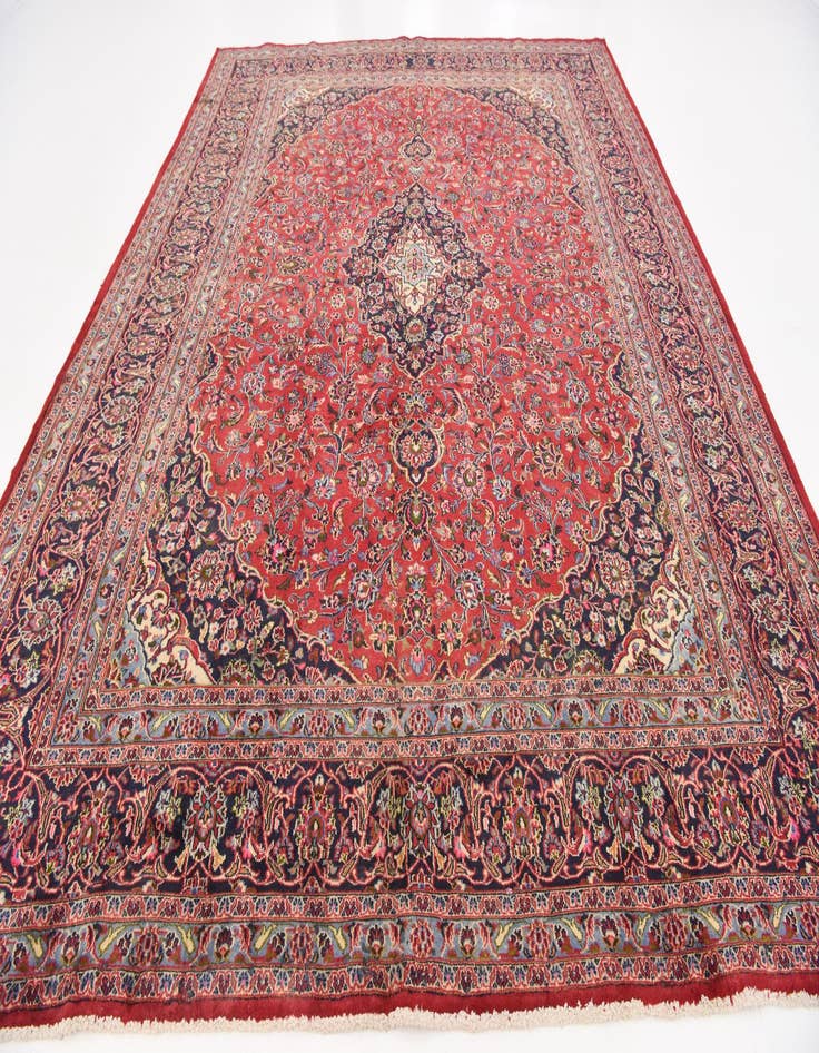 Detail image of  9' 9 x 12' 9  Hand Knotted Mashad Persian Wool Rug