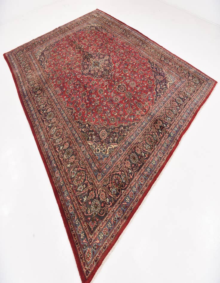 Detail image of  9' 9 x 12' 6  Hand Knotted Mashad Persian Wool Rug