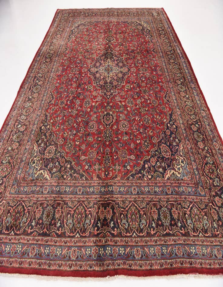 Detail image of  9' 9 x 12' 6  Hand Knotted Mashad Persian Wool Rug