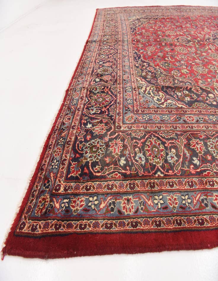 Detail image of  9' 9 x 12' 6  Hand Knotted Mashad Persian Wool Rug