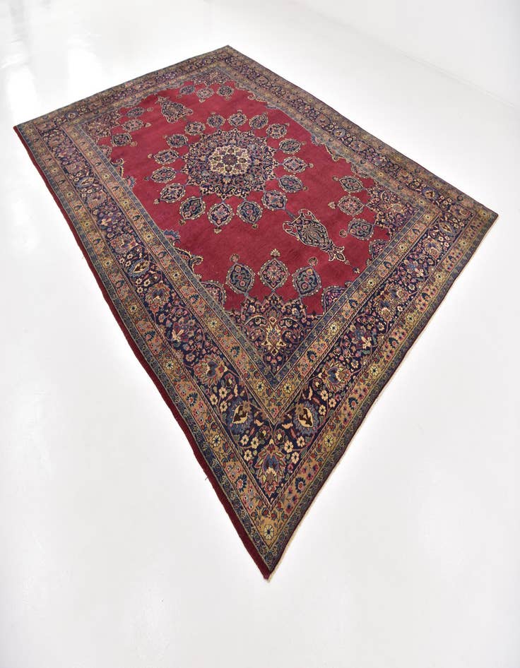 Detail image of  9' 10 x 13'  Hand Knotted Mashad Persian Wool Rug