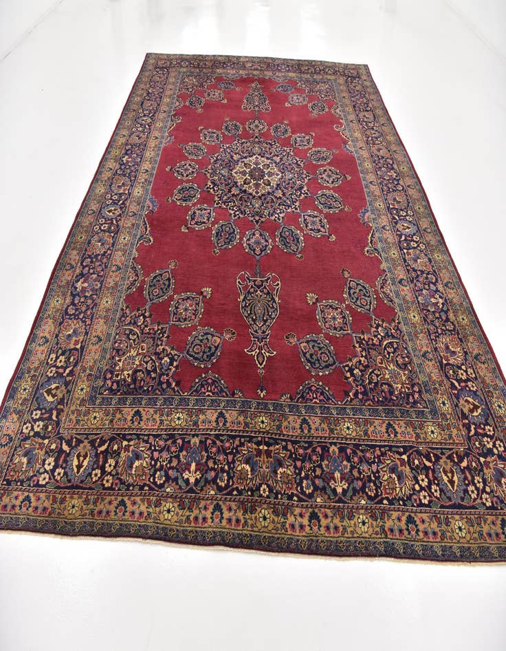 Detail image of  9' 10 x 13'  Hand Knotted Mashad Persian Wool Rug