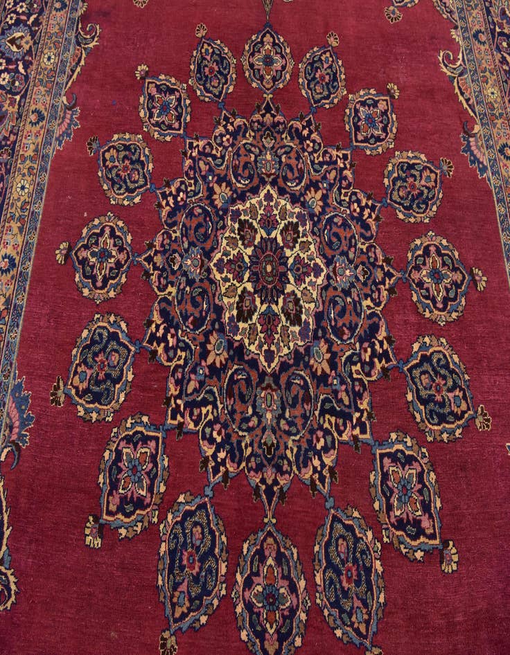 Detail image of  9' 10 x 13'  Hand Knotted Mashad Persian Wool Rug