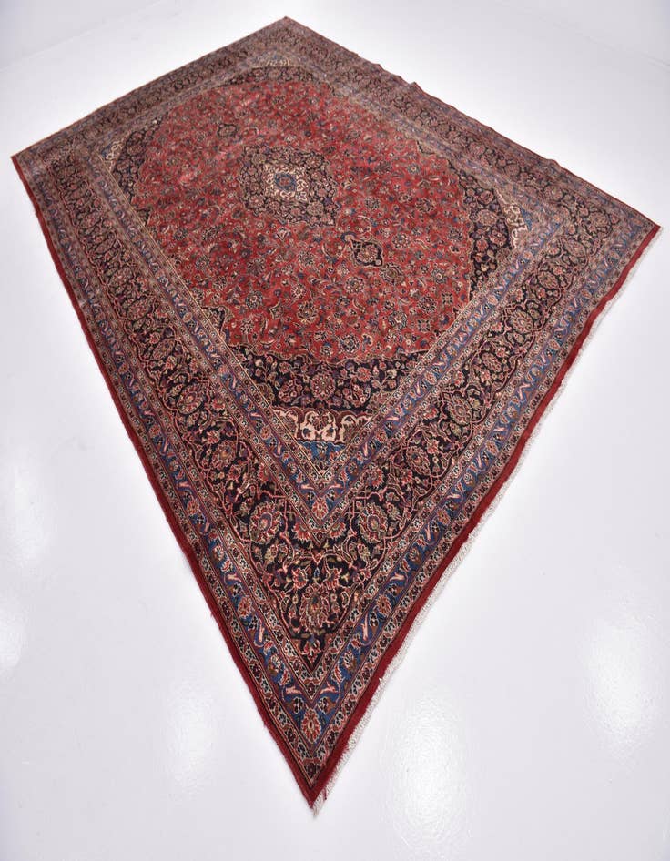 Detail image of  9' 7 x 12' 10  Hand Knotted Mashad Persian Wool Rug