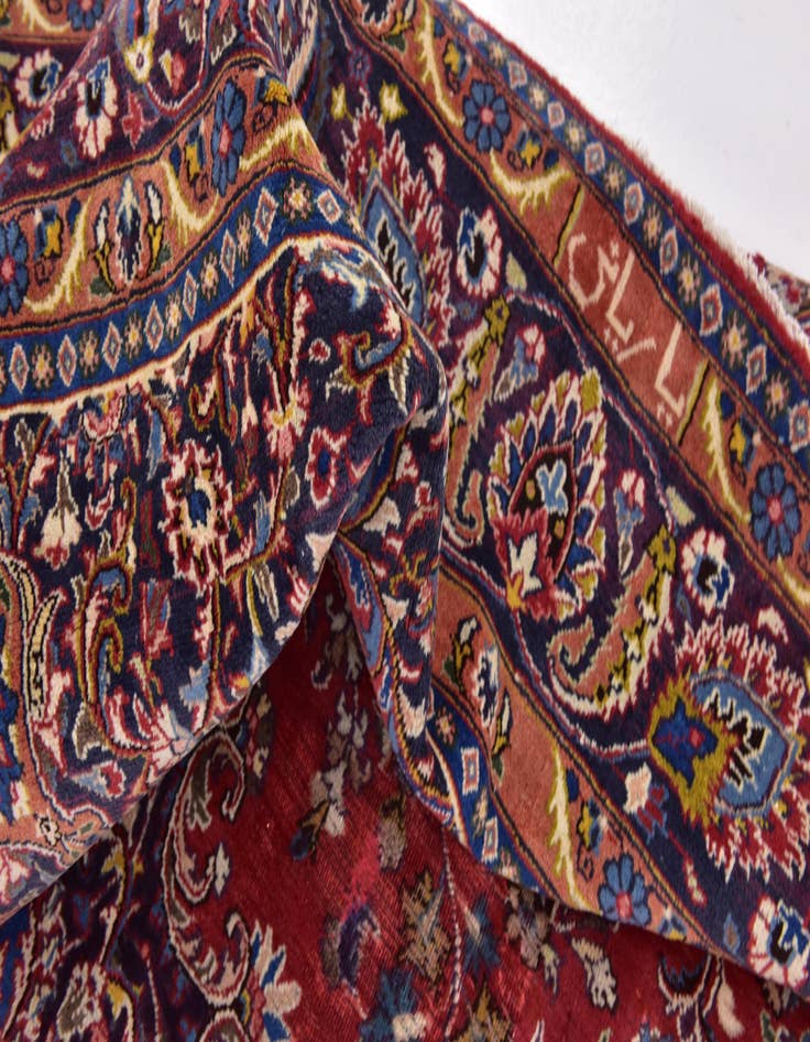 Detail image of  9' 6 x 13'  Hand Knotted Mashad Persian Wool Rug