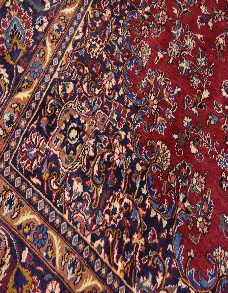 Detail image of  9' 6 x 13'  Hand Knotted Mashad Persian Wool Rug