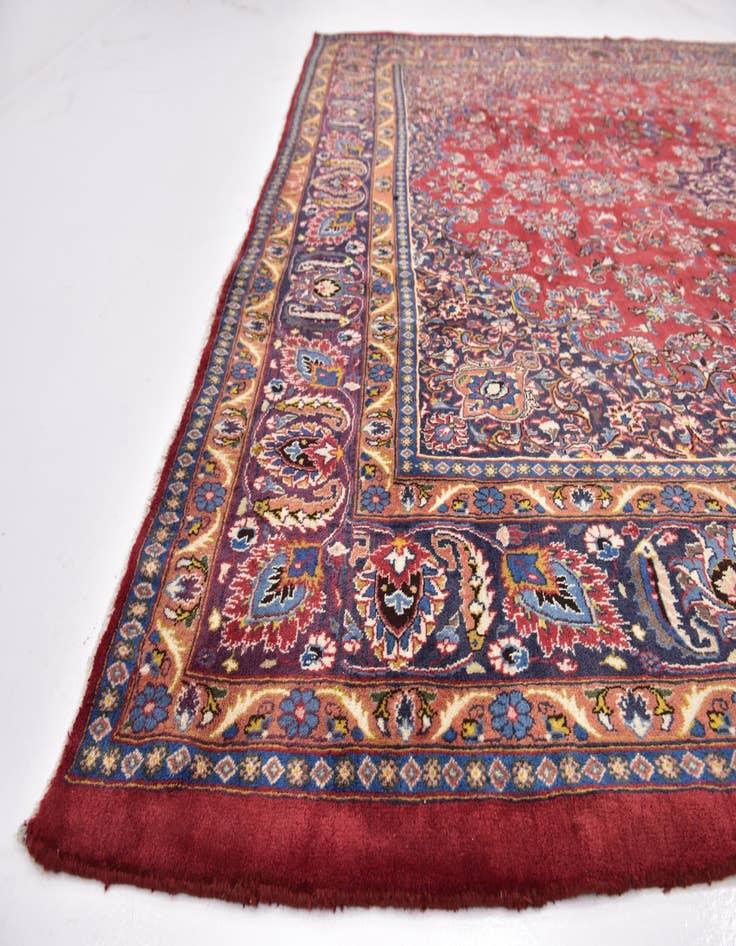 Detail image of  9' 6 x 13'  Hand Knotted Mashad Persian Wool Rug