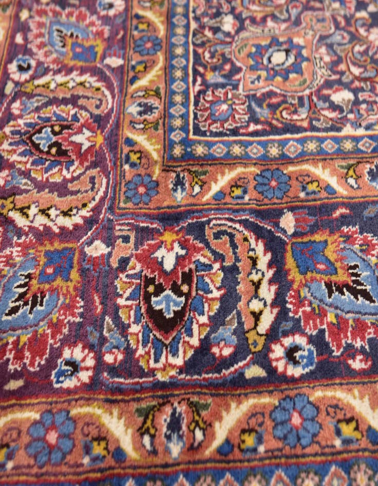 Detail image of  9' 6 x 13'  Hand Knotted Mashad Persian Wool Rug