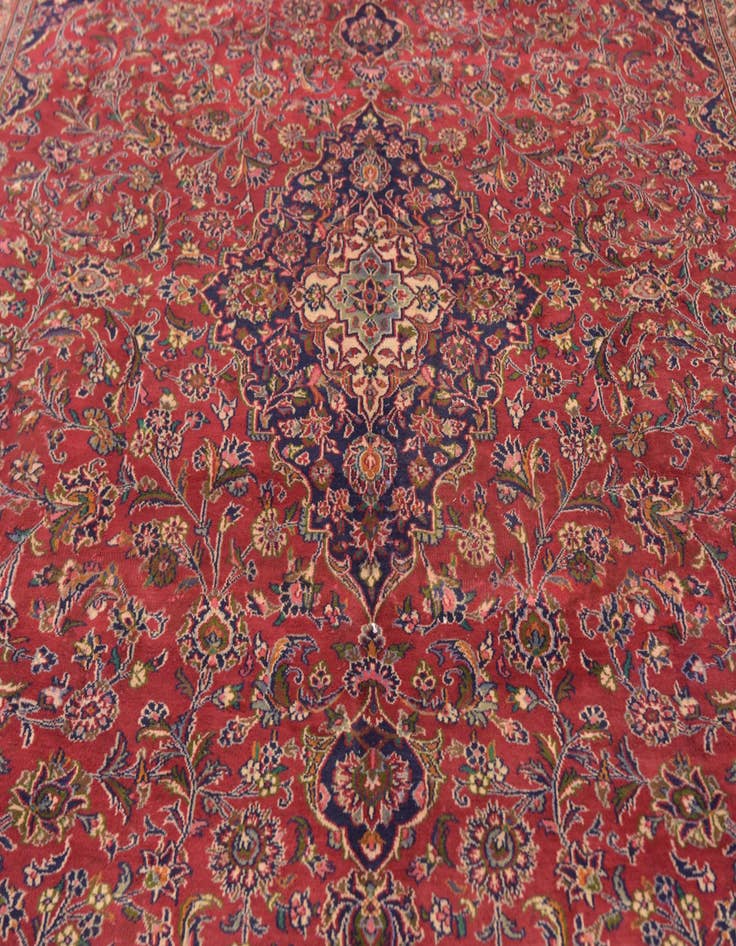 Detail image of  9' 9 x 12' 7  Hand Knotted Mashad Persian Wool Rug