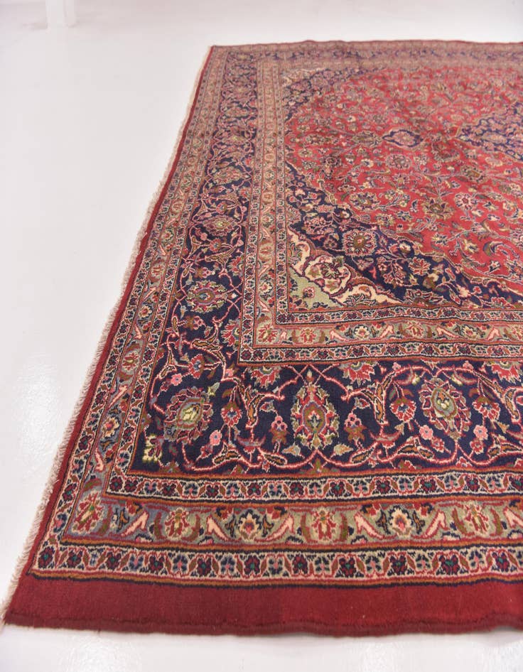 Detail image of  9' 9 x 12' 7  Hand Knotted Mashad Persian Wool Rug