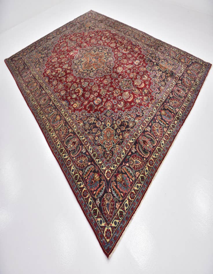 Detail image of  9' 8 x 13'  Hand Knotted Mashad Persian Wool Rug