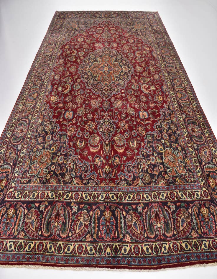 Detail image of  9' 8 x 13'  Hand Knotted Mashad Persian Wool Rug