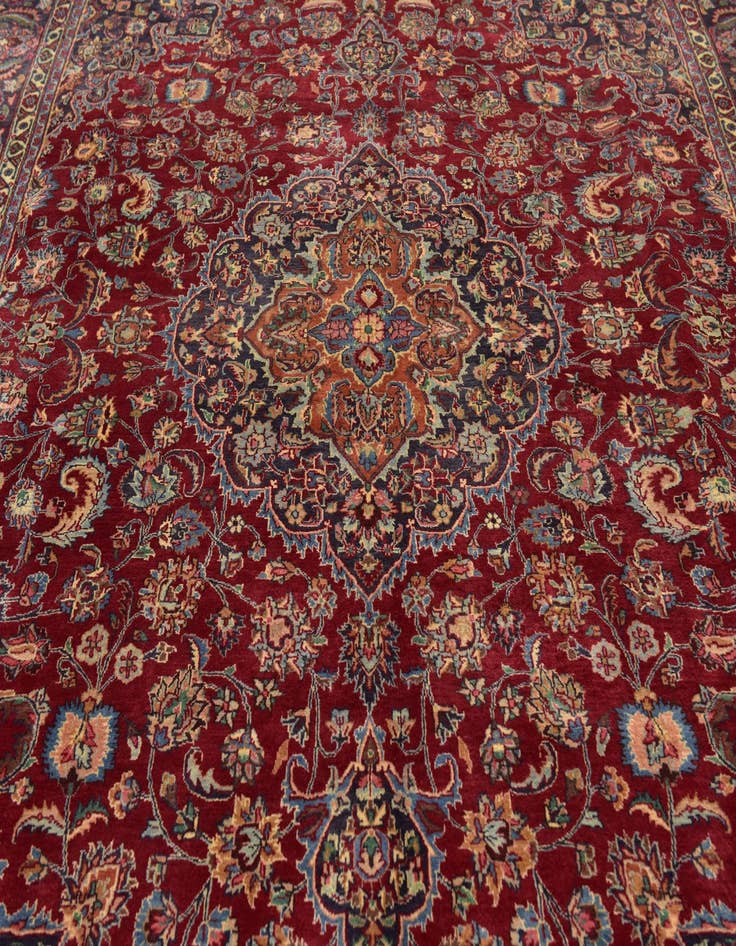 Detail image of  9' 8 x 13'  Hand Knotted Mashad Persian Wool Rug