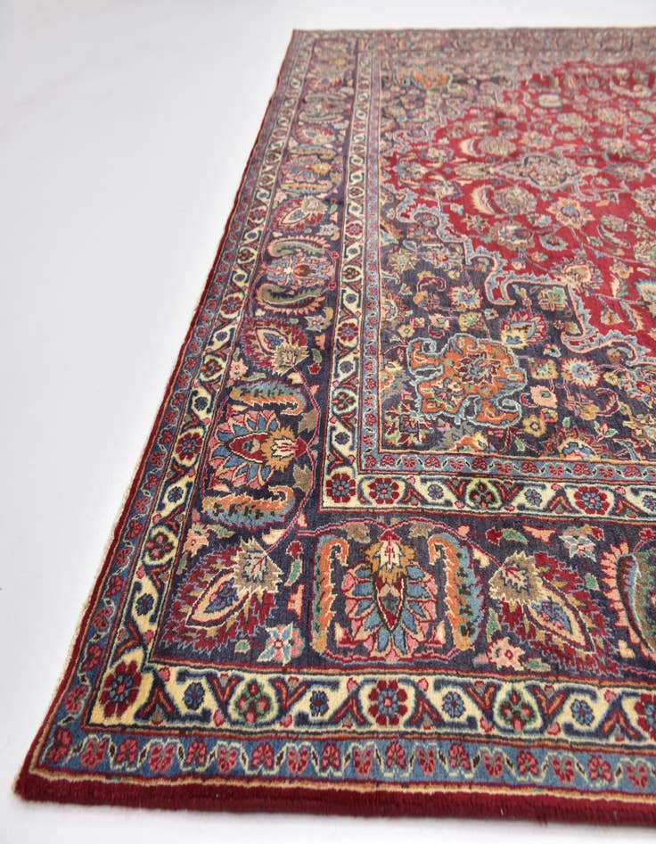 Detail image of  9' 8 x 13'  Hand Knotted Mashad Persian Wool Rug