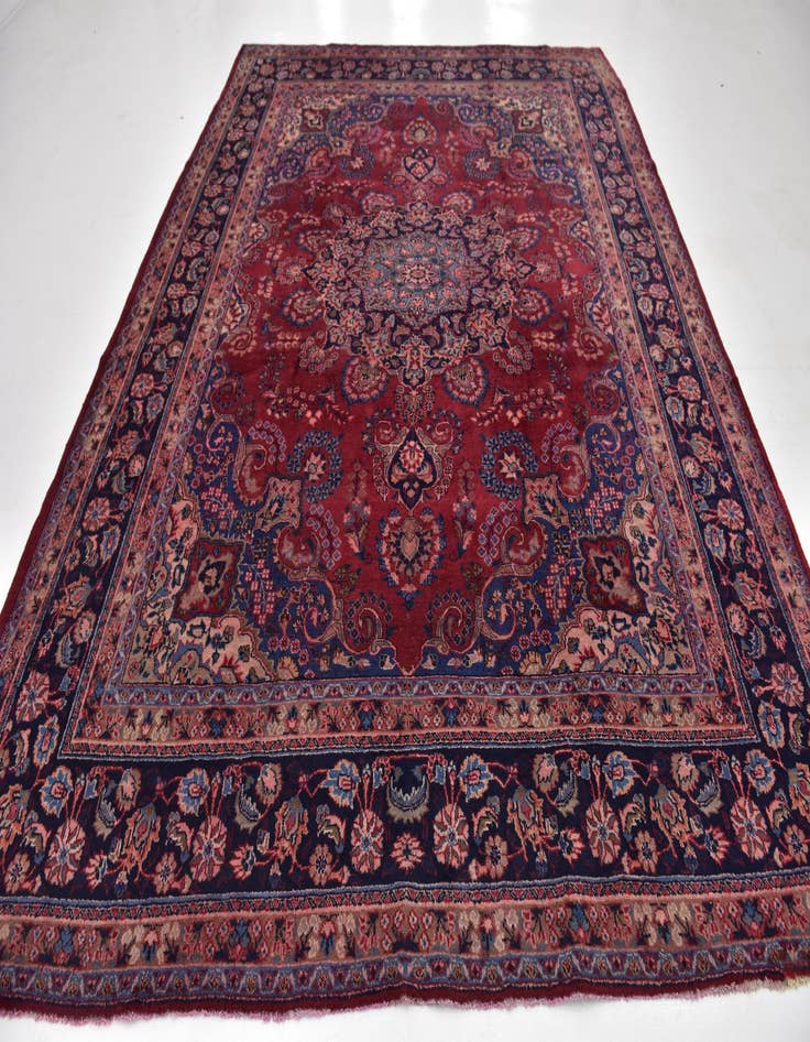 Detail image of  9' 7 x 12' 7  Hand Knotted Mashad Persian Wool Rug