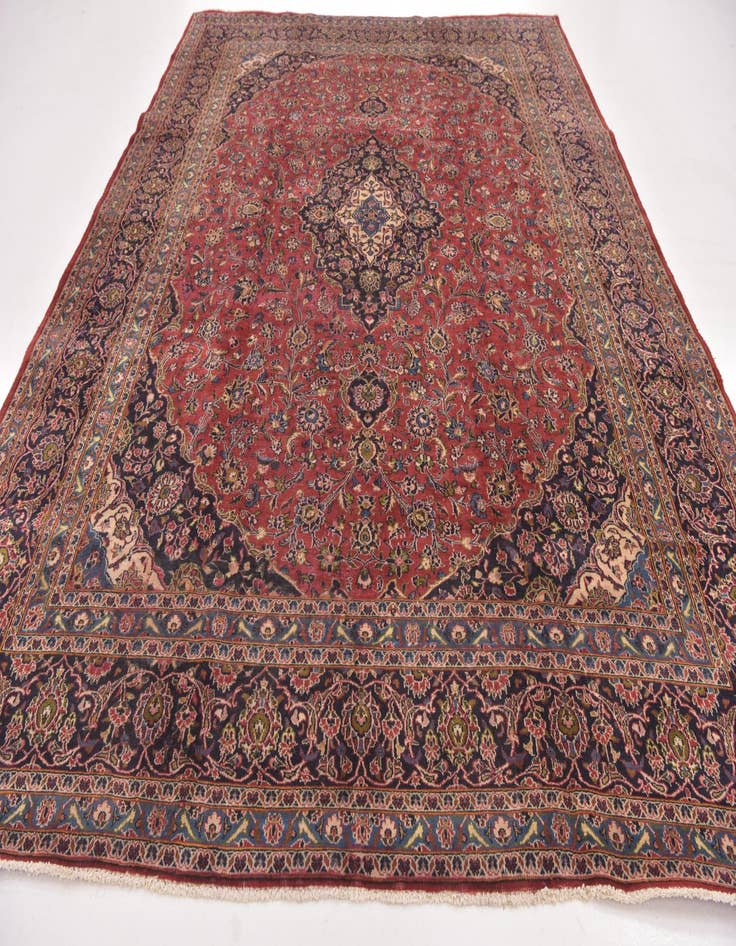 Detail image of  9' 7 x 12' 8  Hand Knotted Mashad Persian Wool Rug