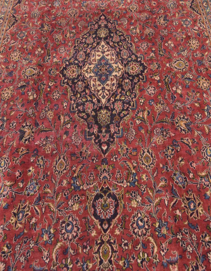 Detail image of  9' 7 x 12' 8  Hand Knotted Mashad Persian Wool Rug