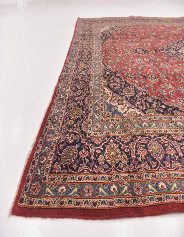 Detail image of  9' 7 x 12' 8  Hand Knotted Mashad Persian Wool Rug