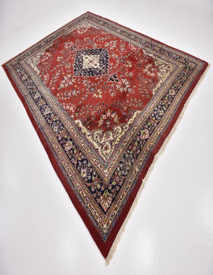 Detail image of  9' 6 x 13'  Hand Knotted Mashad Wool Rug