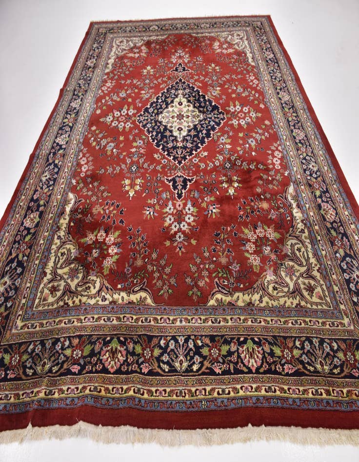 Detail image of  9' 6 x 13'  Hand Knotted Mashad Wool Rug