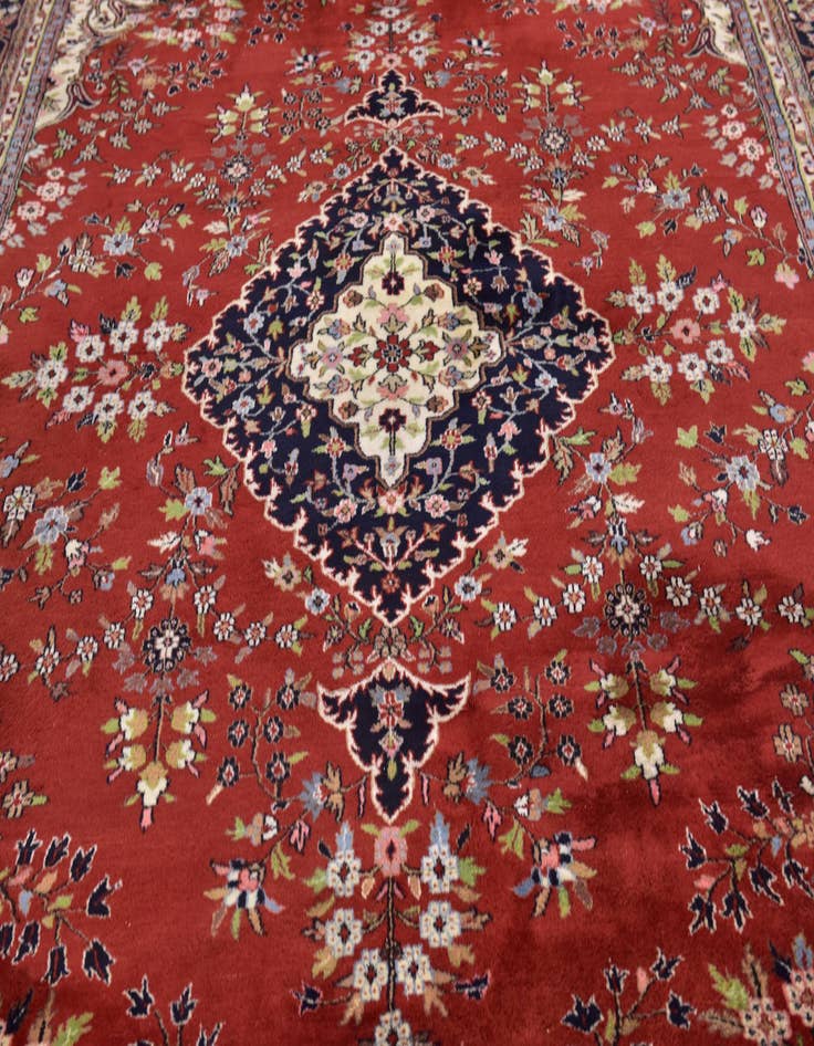 Detail image of  9' 6 x 13'  Hand Knotted Mashad Wool Rug