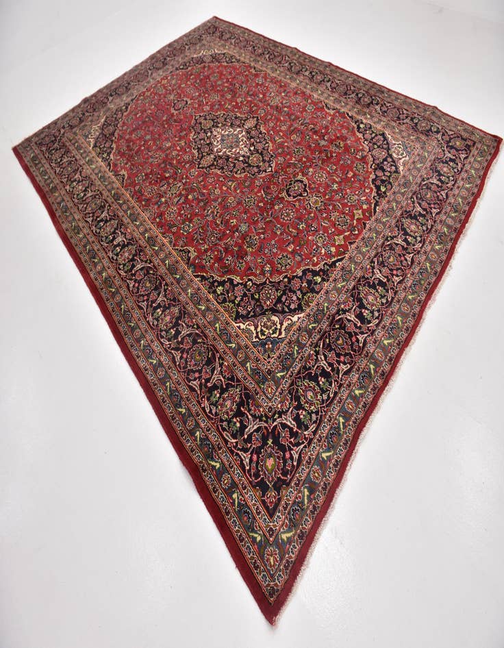 Detail image of  9' 9 x 12' 9  Hand Knotted Mashad Persian Wool Rug