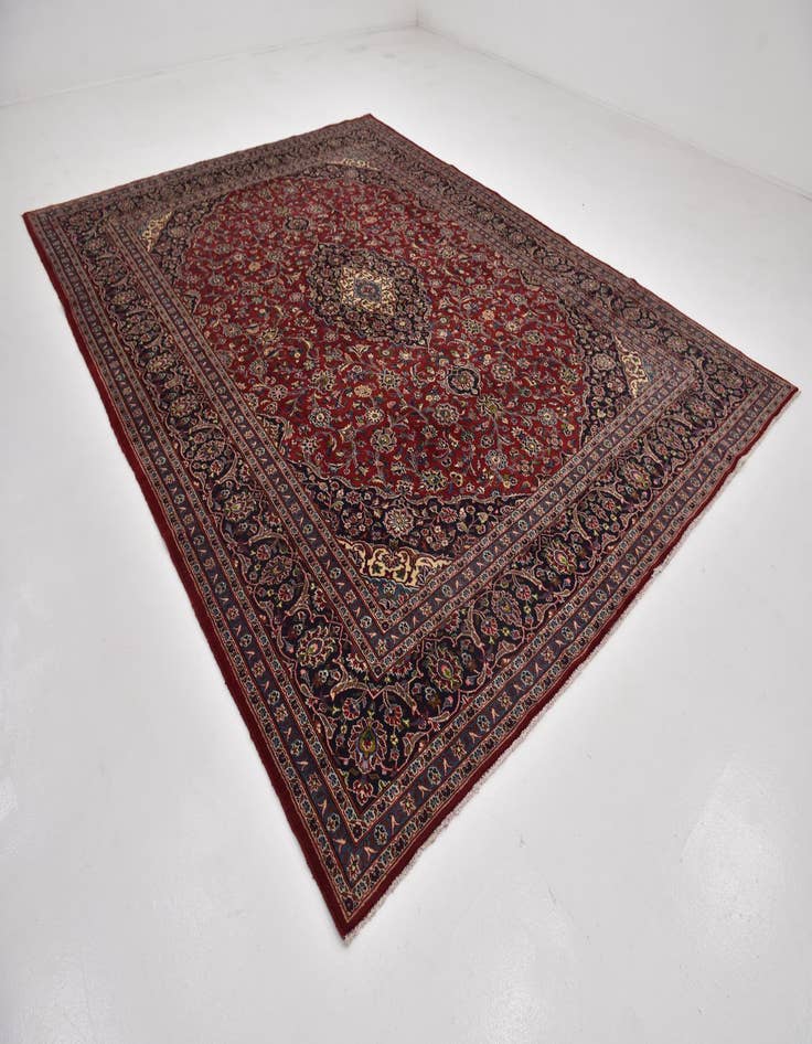 Detail image of  9' 8 x 12' 6  Hand Knotted Mashad Persian Wool Rug