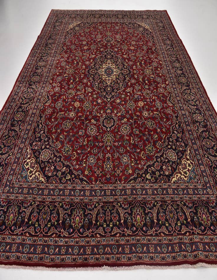 Detail image of  9' 8 x 12' 6  Hand Knotted Mashad Persian Wool Rug