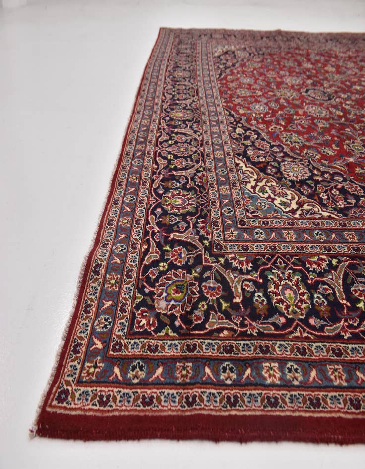 Detail image of  9' 8 x 12' 6  Hand Knotted Mashad Persian Wool Rug