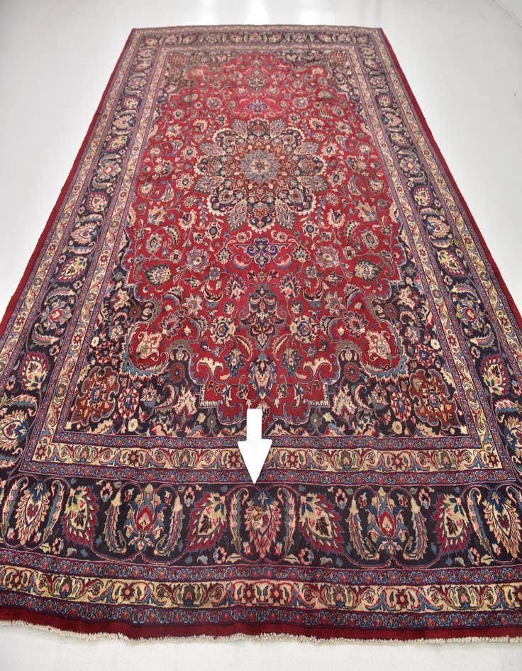 Detail image of  9' 8 x 13'  Hand Knotted Mashad Persian Wool Rug