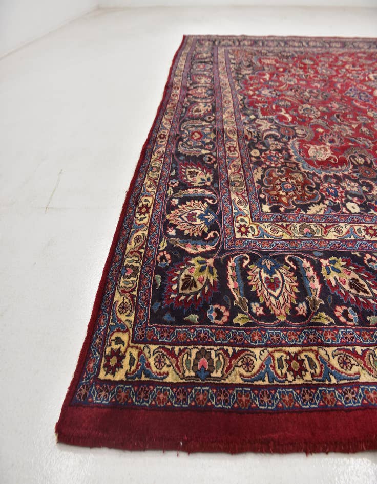 Detail image of  9' 8 x 13'  Hand Knotted Mashad Persian Wool Rug