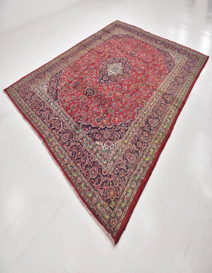 Detail image of  9' 9 x 12' 7  Hand Knotted Mashad Persian Wool Rug