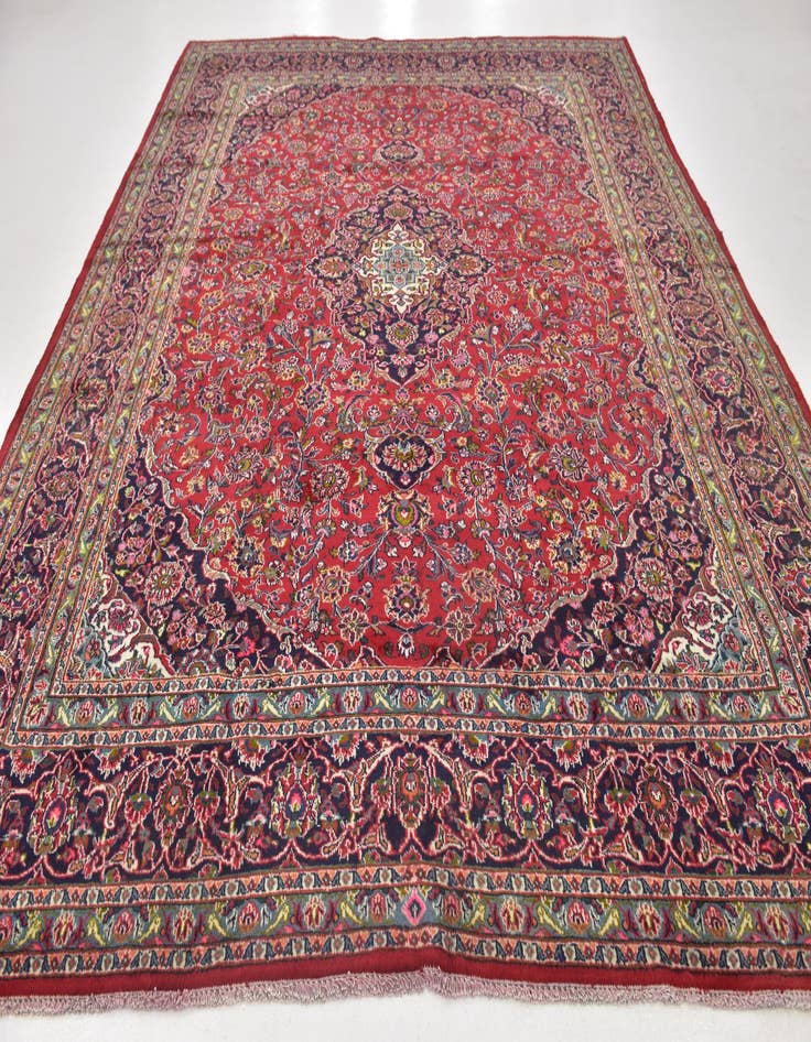 Detail image of  9' 9 x 12' 7  Hand Knotted Mashad Persian Wool Rug